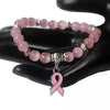 Breast Cancer Awareness Natural Tiger Eye Stone Bracelet Pink