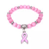 Breast Cancer Awareness Natural Tiger Eye Stone Bracelet Pink