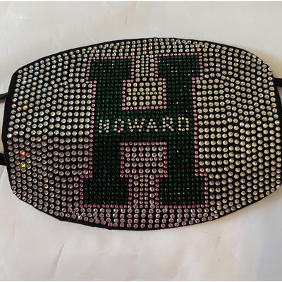 Howard University Rhinestone Bling Face Mask Pink