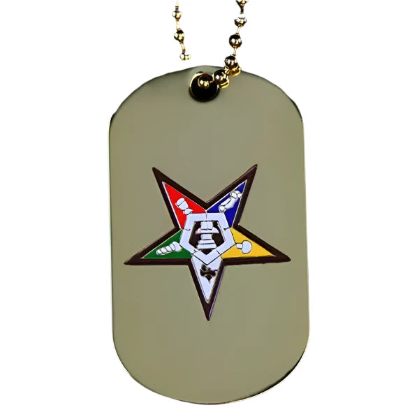 OES Eastern Star Double Side Dog Tag Necklace Gold