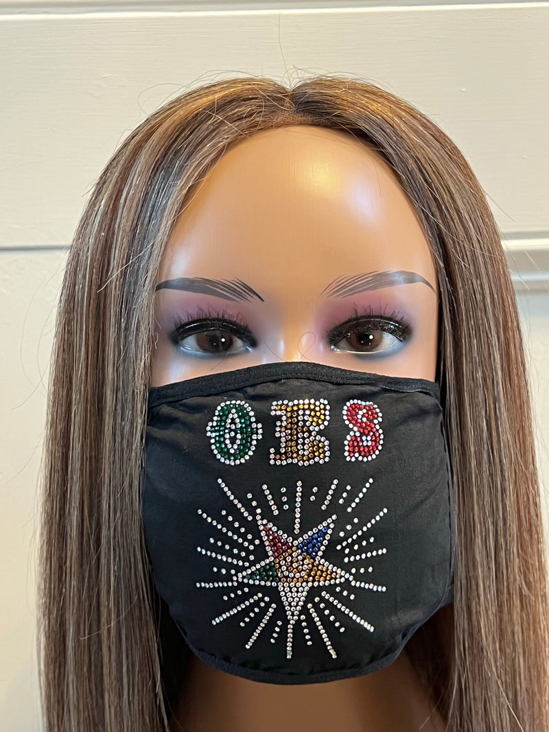 OES Eastern Star Rhinestone Bling Face Mask