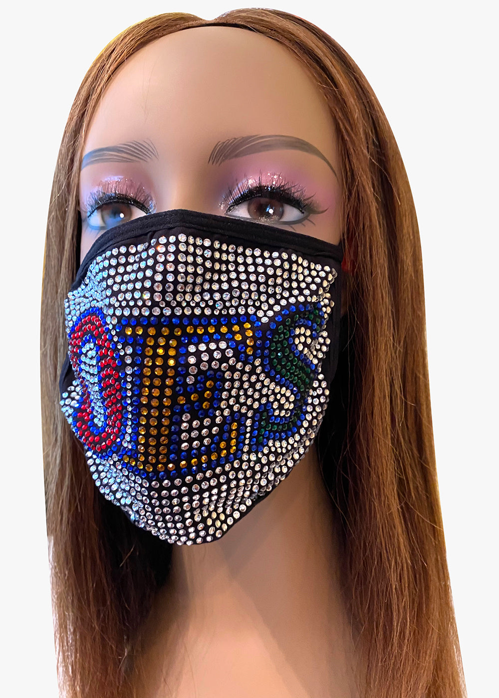 OES Eastern Star Rhinestone Bling Face Mask