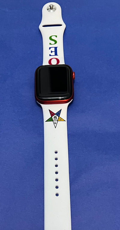 OES Eastern Star Silicone Watch Band for Apple Watch Size 38/40/41 White