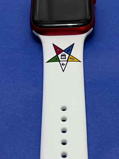 OES Eastern Star Silicone Watch Band for Apple Watch Size 38/40/41 White