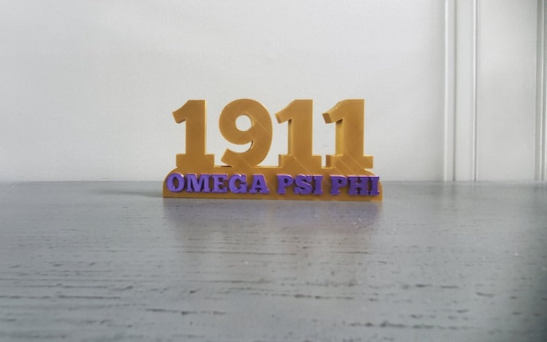 OMEGA PSI PHI Fraternity 1911 Gold Desk Plate