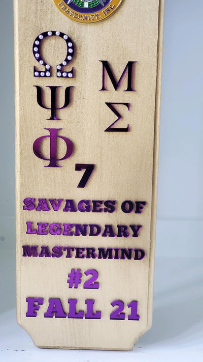 Omega Psi Phi Custom Wooden Paddle Gold Colored Paddle