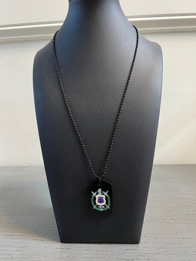 Omega Psi Phi Double Side Dog Tag Necklace Black