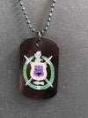 Omega Psi Phi Double Side Dog Tag Necklace Black