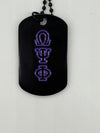 Omega Psi Phi Double Side Dog Tag Necklace Black