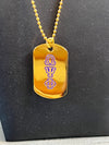 Omega Psi Phi Double Side Dog Tag Necklace Gold