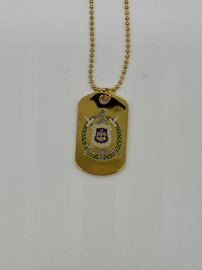 Omega Psi Phi Double Side Dog Tag Necklace Gold