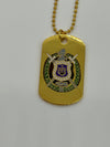 Omega Psi Phi Double Side Dog Tag Necklace Gold