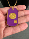 Omega Psi Phi Double Side Dog Tag Necklace Purple