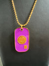 Omega Psi Phi Double Side Dog Tag Necklace Purple