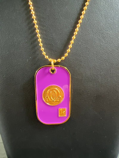 Omega Psi Phi Double Side Dog Tag Necklace Purple