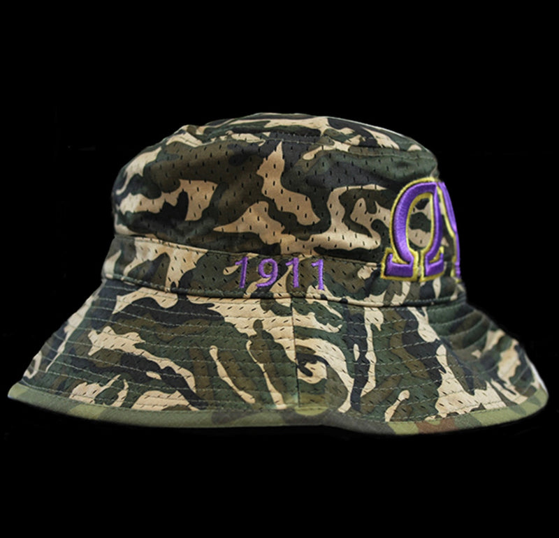 Omega Psi Phi Embroidered Bucket Hat Camouflage