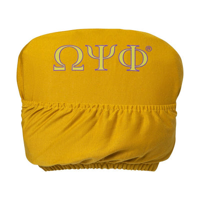 Omega Psi Phi ΩΨΦ Shield With Greek Letters Car Seat Headrest Cover Gold Set of 2