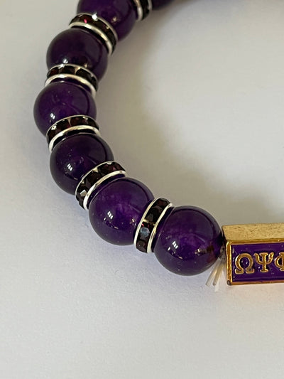 Omega Psi Phi Two Tone Beaded Elastic Bracelet