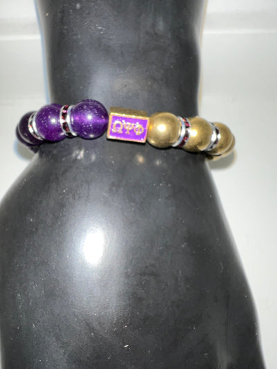 Omega Psi Phi Two Tone Beaded Elastic Bracelet