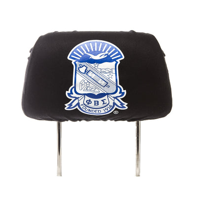 Phi Beta Sigma ΦΒΣ Shield With Greek Letters Car Seat Headrest Cover Set of 2 Black