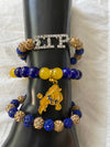 Sigma Gamma Rho Beaded Bling Elastic Charm Bracelet Set