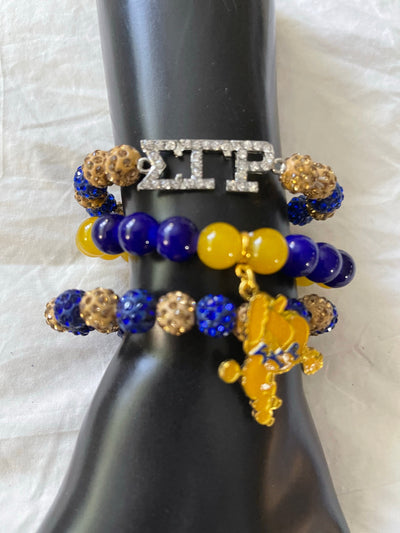 Sigma Gamma Rho Beaded Bling Elastic Charm Bracelet Set