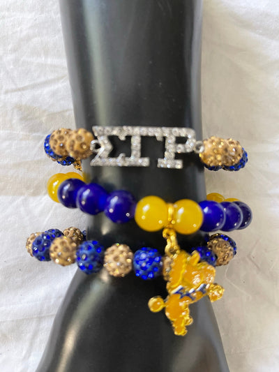 Sigma Gamma Rho Beaded Bling Elastic Charm Bracelet Set