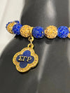 Sigma Gamma Rho Beaded Bling Elastic Flower Charm Bracelet