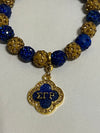 Sigma Gamma Rho Beaded Bling Elastic Flower Charm Bracelet