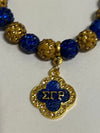 Sigma Gamma Rho Beaded Bling Elastic Flower Charm Bracelet