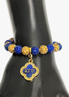 Sigma Gamma Rho Beaded Bling Elastic Flower Charm Bracelet