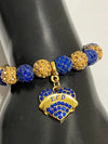 Sigma Gamma Rho Beaded Bling Elastic Heart Charm Bracelet