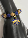 Sigma Gamma Rho Beaded Bling Elastic Heart Charm Bracelet