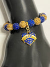 Sigma Gamma Rho Beaded Bling Elastic Heart Charm Bracelet