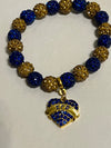 Sigma Gamma Rho Beaded Bling Elastic Heart Charm Bracelet