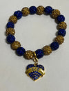 Sigma Gamma Rho Beaded Bling Elastic Heart Charm Bracelet