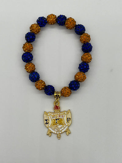 Sigma Gamma Rho Beaded Bling Shield Elastic Charm Bracelet