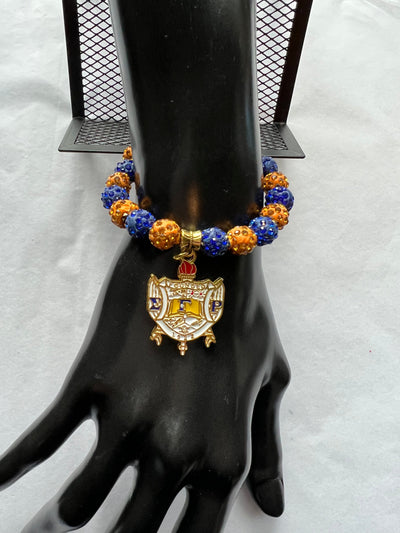 Sigma Gamma Rho Beaded Bling Shield Elastic Charm Bracelet