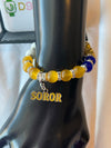 Sigma Gamma Rho Bling Natural Agate Soror Charm Bracelet