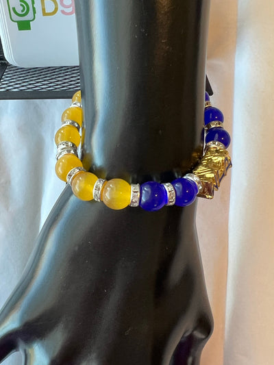 Sigma Gamma Rho Bling Natural Agate Soror Charm Bracelet