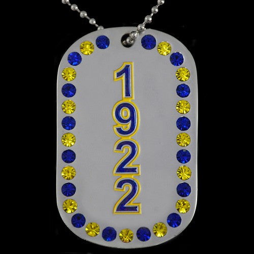 Sigma Gamma Rho Bling Rhinestone Double Side Dog Tag Necklace