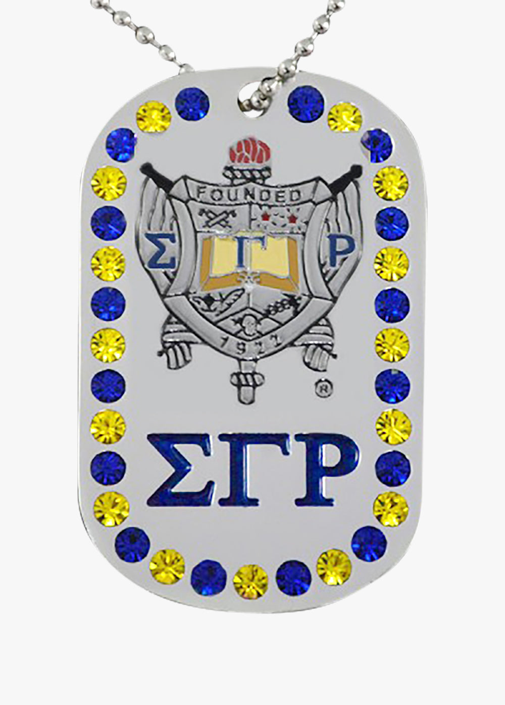 Sigma Gamma Rho Bling Rhinestone Double Side Dog Tag Necklace