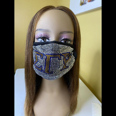 Sigma Gamma Rho Full Bling Face Mask Clear