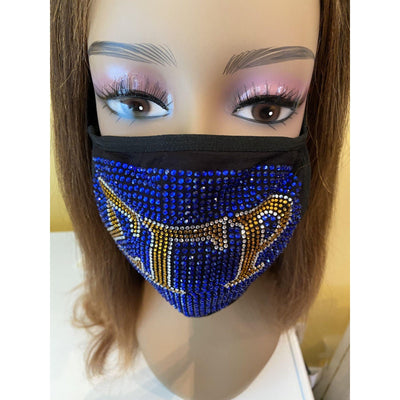 Sigma Gamma Rho Full Rhinestone Bling Face Mask Blue