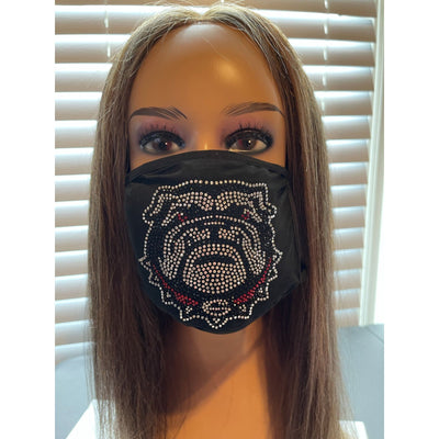 University of Georgia Bulldogs Bling Rhinestone Face Mask Washable Reusable Bulldog