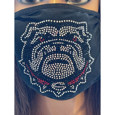 University of Georgia Bulldogs Bling Rhinestone Face Mask Washable Reusable Bulldog