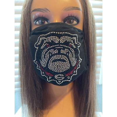 University of Georgia Bulldogs Bling Rhinestone Face Mask Washable Reusable Bulldog