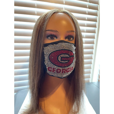 University of Georgia Bulldogs Bling Rhinestone Face Mask Washable Reusable G Logo