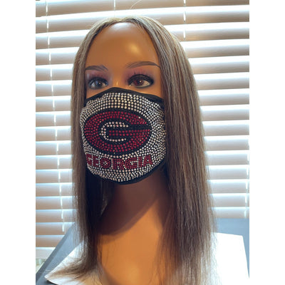 University of Georgia Bulldogs Bling Rhinestone Face Mask Washable Reusable G Logo