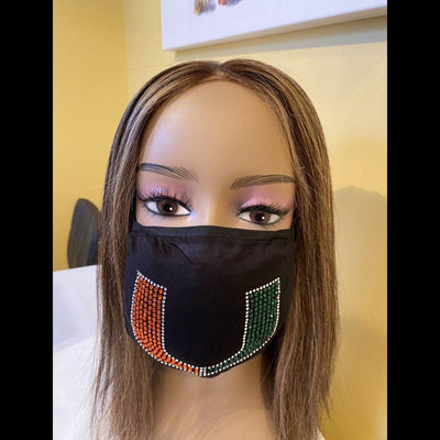 University of Miami Hurricanes Bling Face Mask with Filter Pocket and Filter